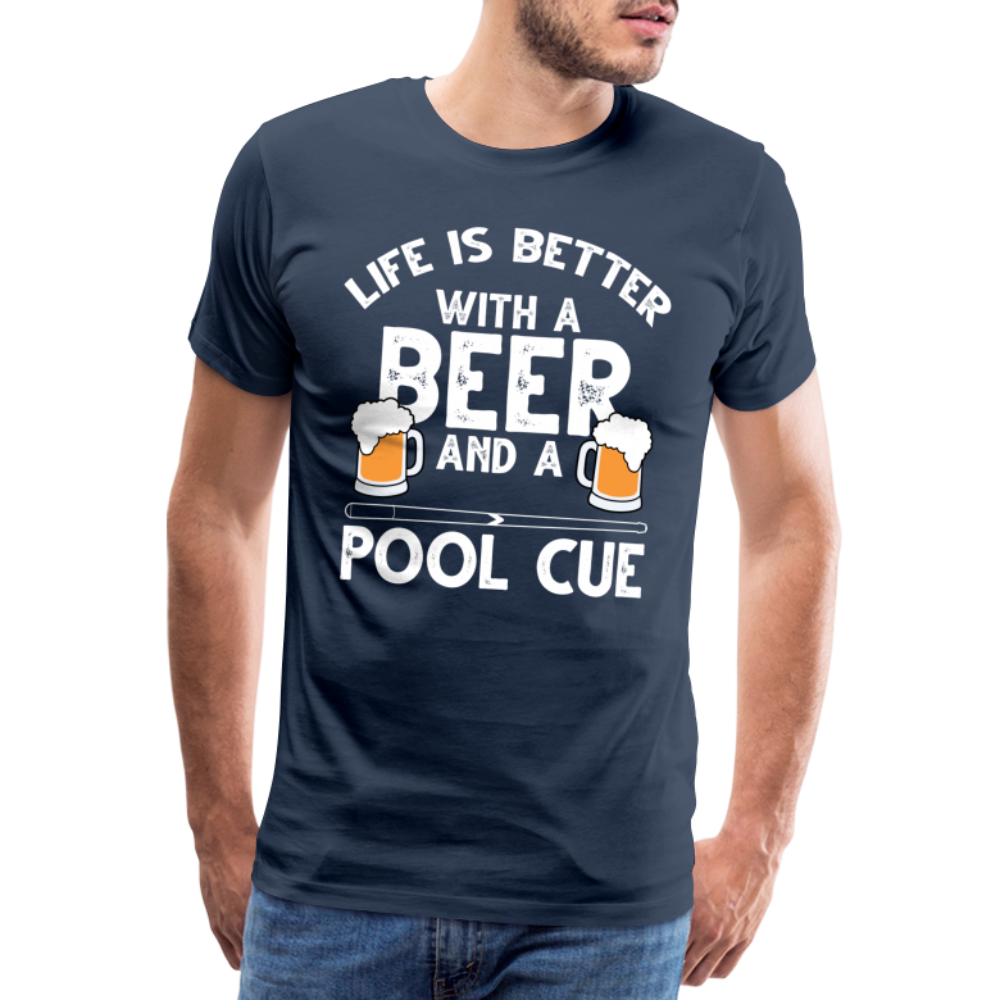 Billard und Bier Leben ist besser mit Billard und Bier Lustiges T-Shirt - Navy