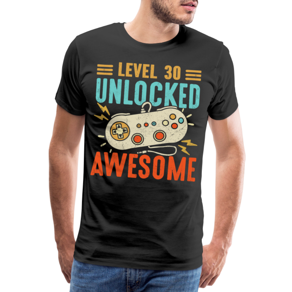 30. Geburtstag Gamer Level 30 unlocked Gaming Zocker T-Shirt - Schwarz