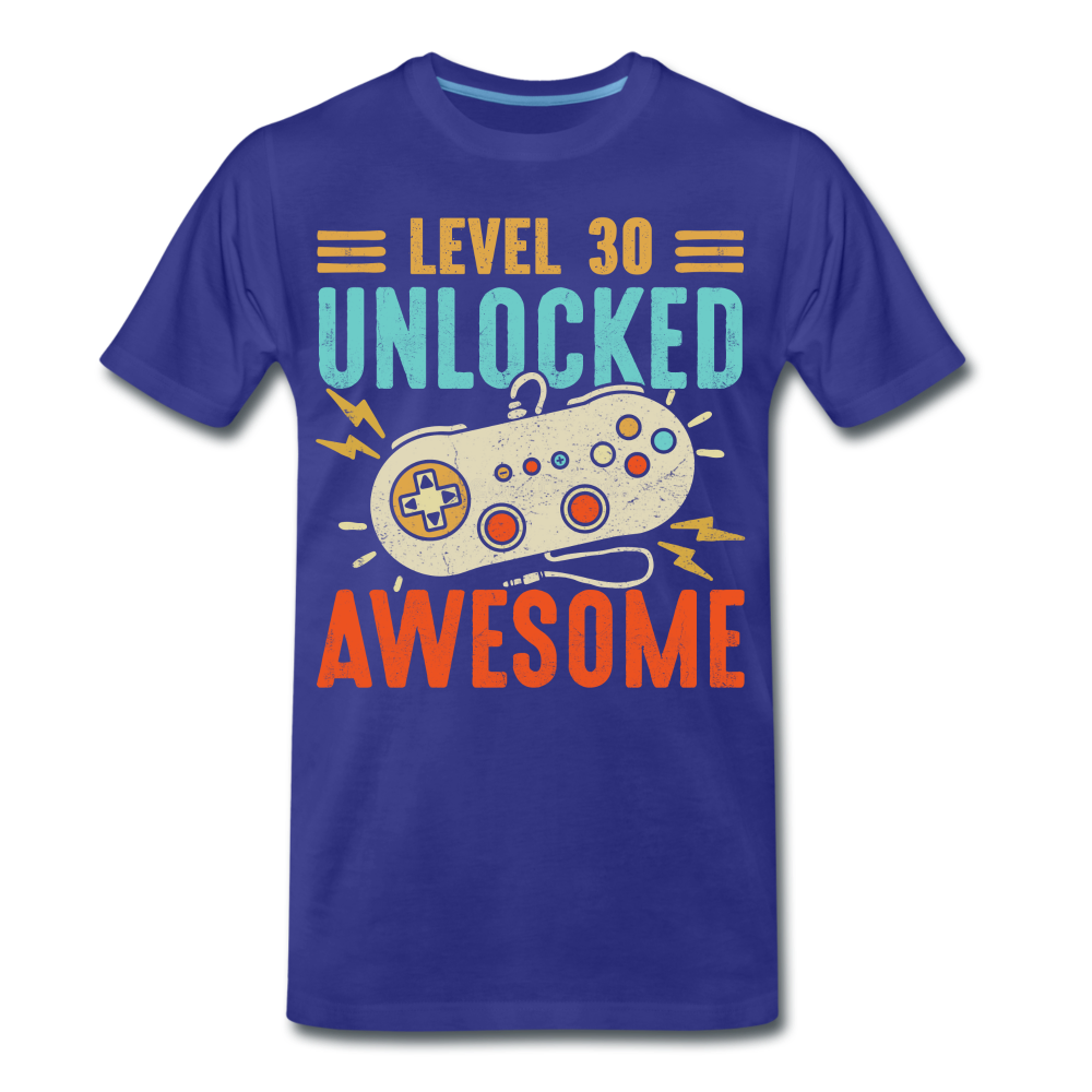 30. Geburtstag Gamer Level 30 unlocked Gaming Zocker T-Shirt - Königsblau