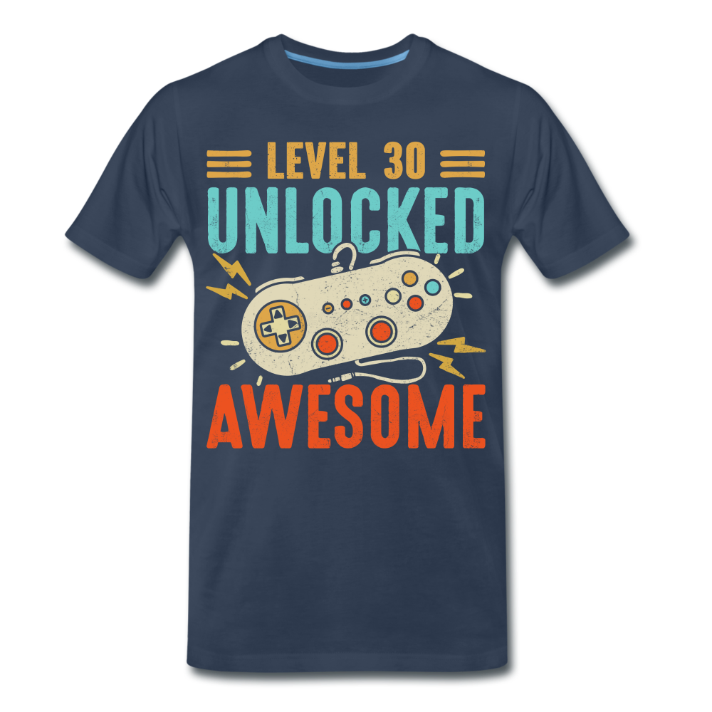30. Geburtstag Gamer Level 30 unlocked Gaming Zocker T-Shirt - Navy