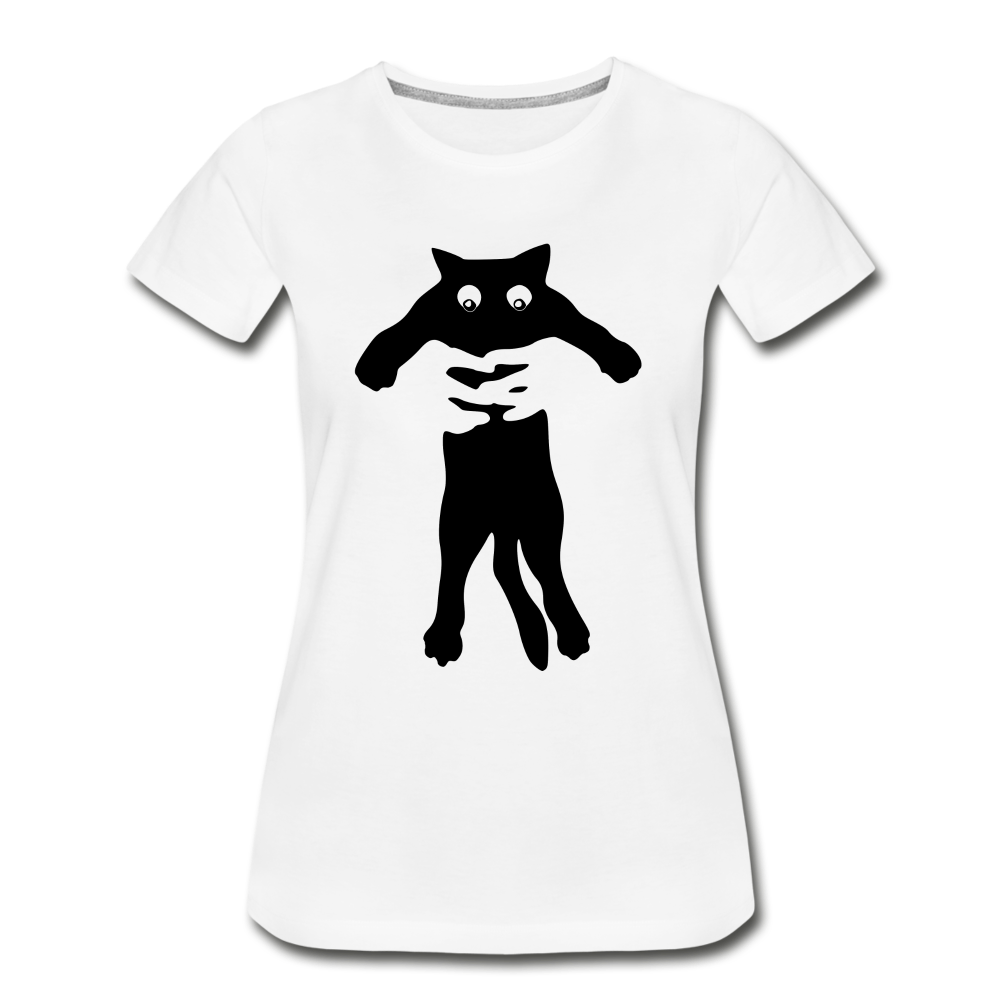 Katzen Liebhaber Katze hochheben Lustiges Frauen Premium Bio T-Shirt - Weiß