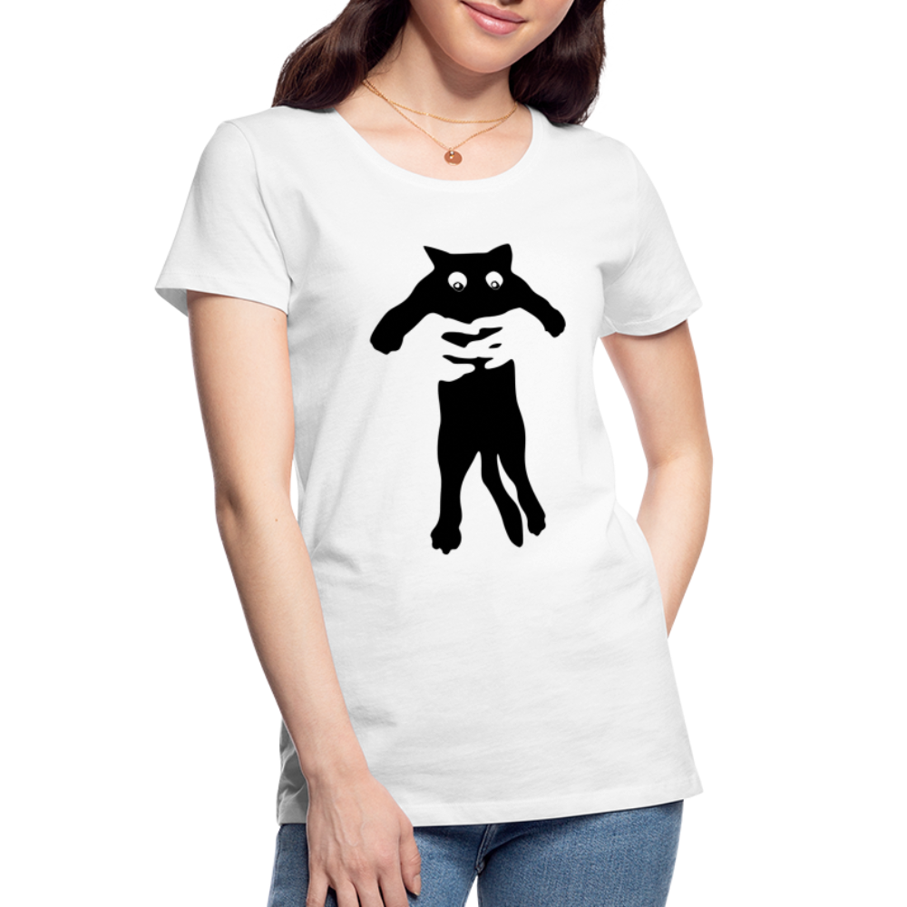 Katzen Liebhaber Katze hochheben Lustiges Frauen Premium Bio T-Shirt - Weiß