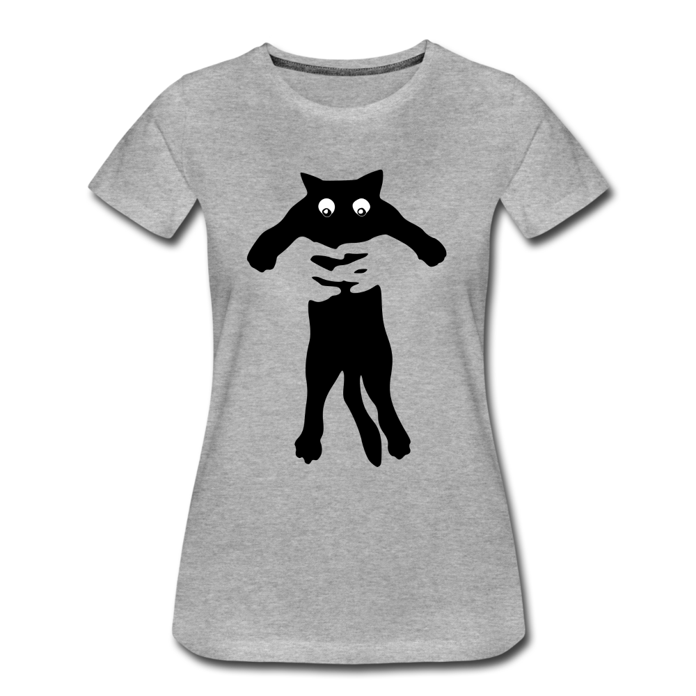 Katzen Liebhaber Katze hochheben Lustiges Frauen Premium Bio T-Shirt - Grau meliert