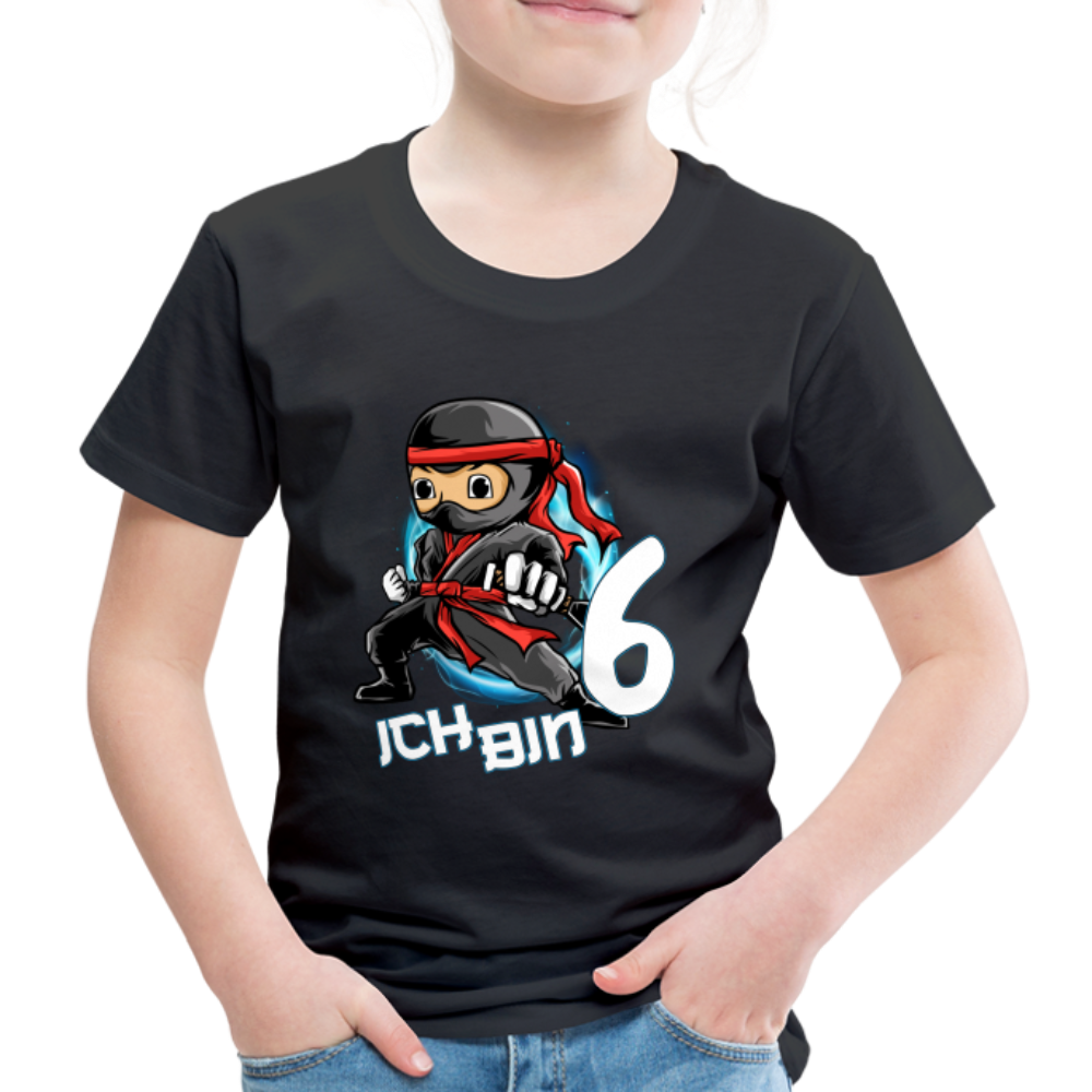 6. Kinder Geburtstags Geschenk Ninja ich bin 6 Kinder Premium T-Shirt - Schwarz