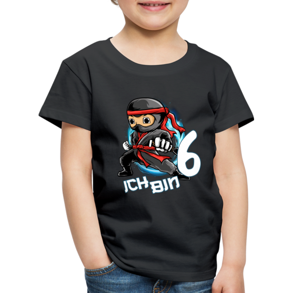 6. Kinder Geburtstags Geschenk Ninja ich bin 6 Kinder Premium T-Shirt - Schwarz