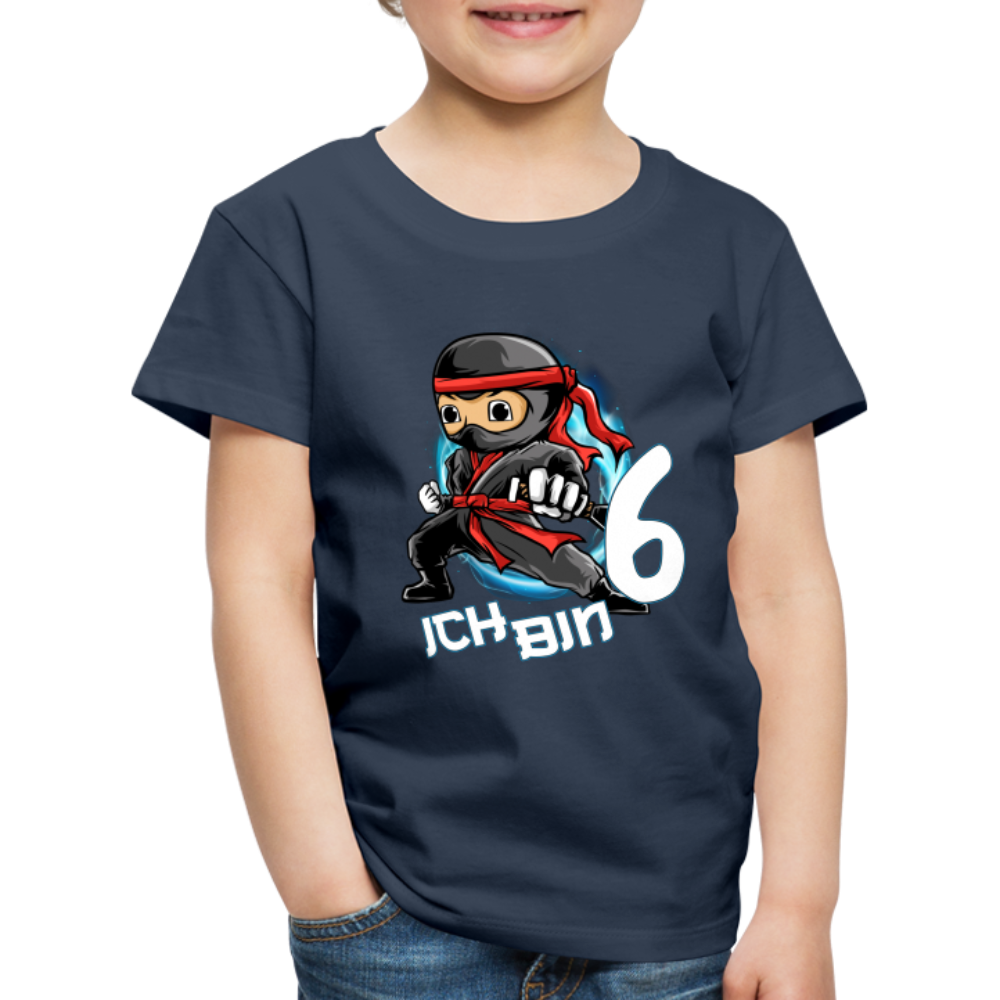 6. Kinder Geburtstags Geschenk Ninja ich bin 6 Kinder Premium T-Shirt - Navy