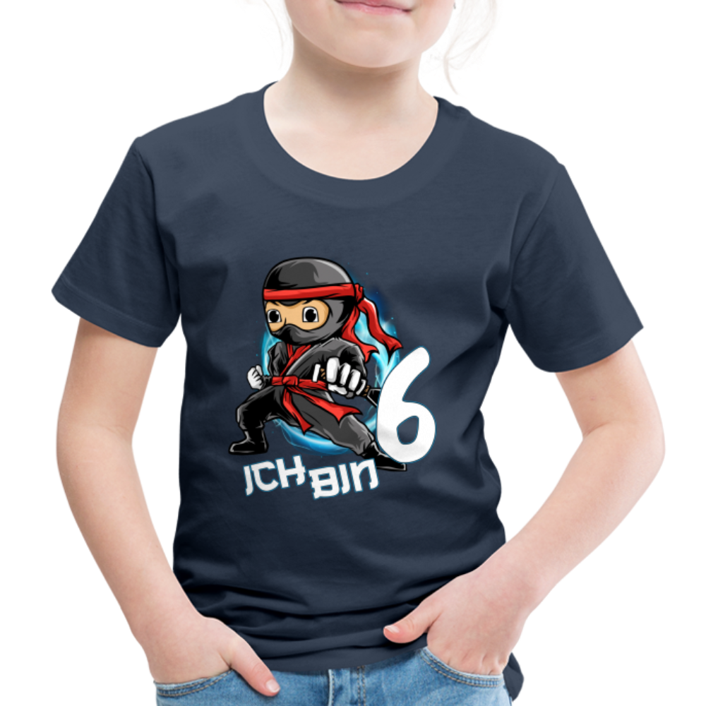 6. Kinder Geburtstags Geschenk Ninja ich bin 6 Kinder Premium T-Shirt - Navy