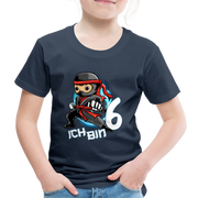 6. Kinder Geburtstags Geschenk Ninja ich bin 6 Kinder Premium T-Shirt - Navy