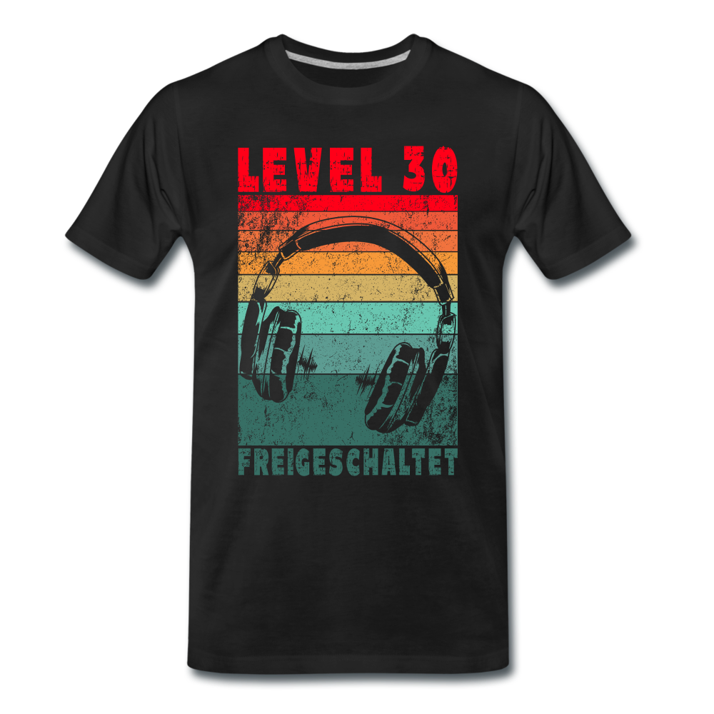 Gamer 30. Geburtstag Level 30 Freigeschaltet Zocker Geschenk T-Shirt - Schwarz