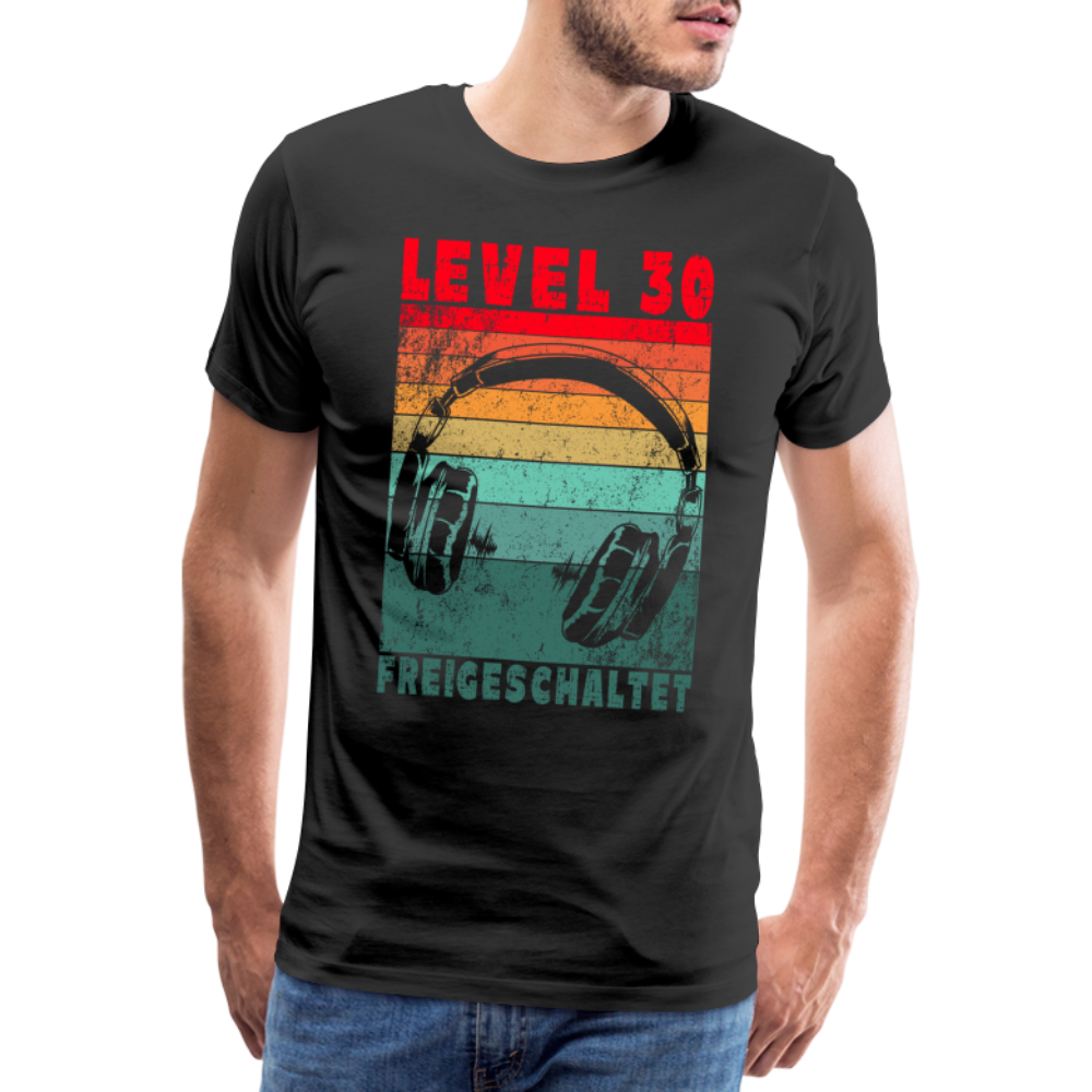 Gamer 30. Geburtstag Level 30 Freigeschaltet Zocker Geschenk T-Shirt - Schwarz