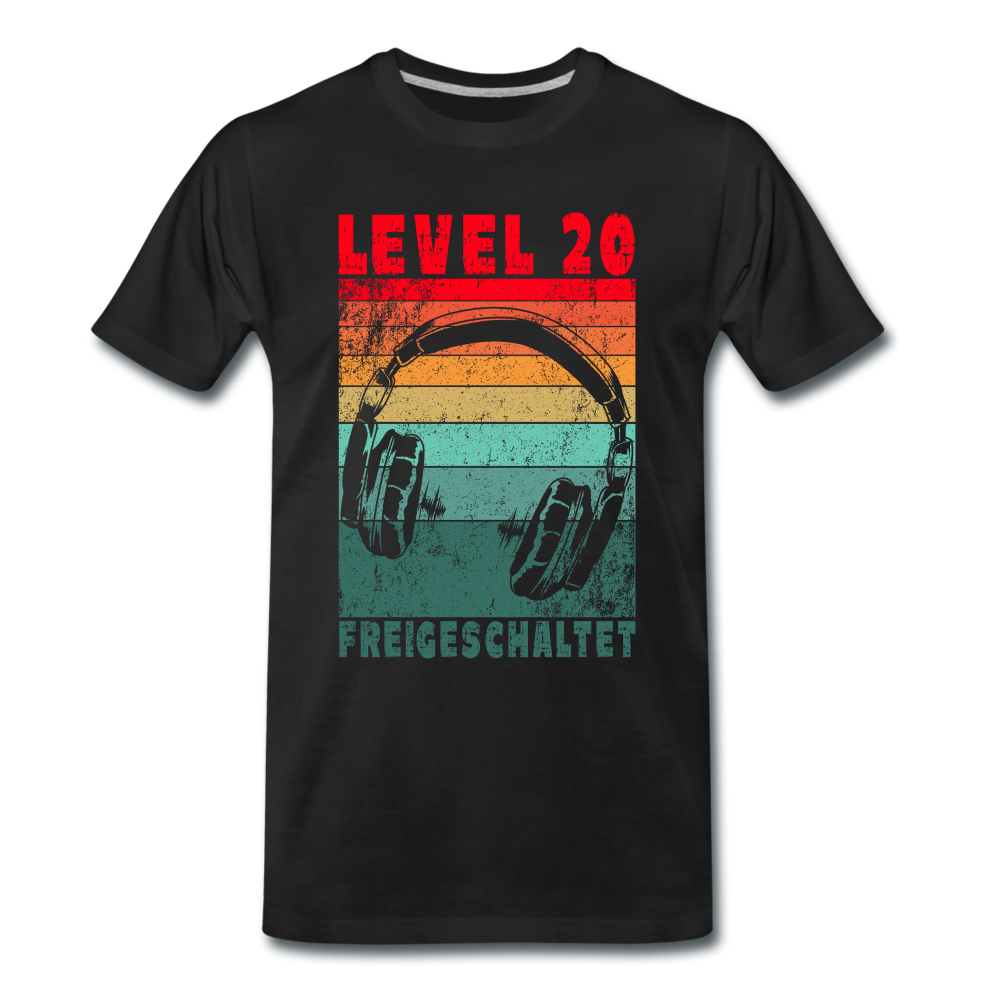 Gamer 20. Geburtstag Level 20 Freigeschaltet Zocker Geschenk T-Shirt - Schwarz