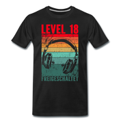 Gamer 18. Geburtstag Level 18 Freigeschaltet Zocker Geschenk T-Shirt - Schwarz