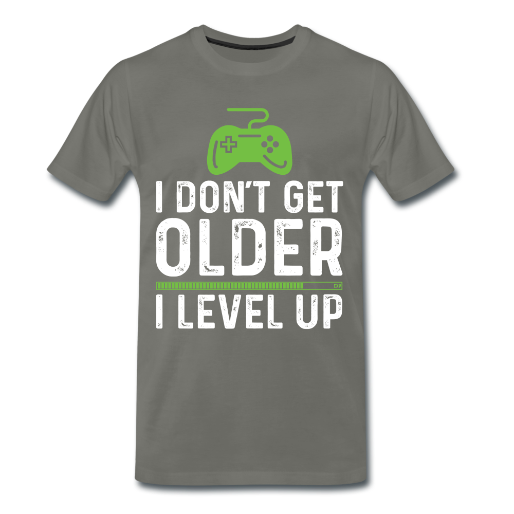 Geburtstag Gamer Gaming Zocken werde nicht älter ich level up T-Shirt - Asphalt