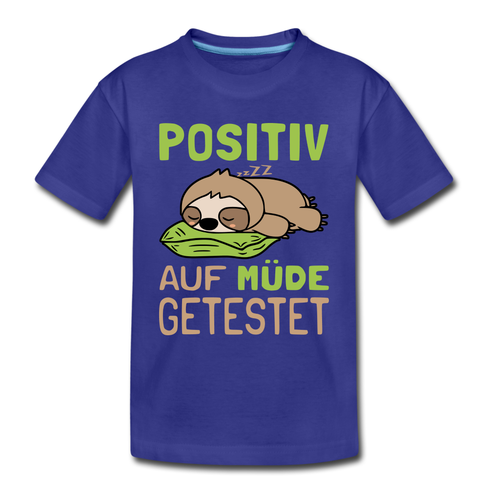 Faultier positiv auf Müde getestet Lustiges Geschenk Kinder Premium T-Shirt - Königsblau