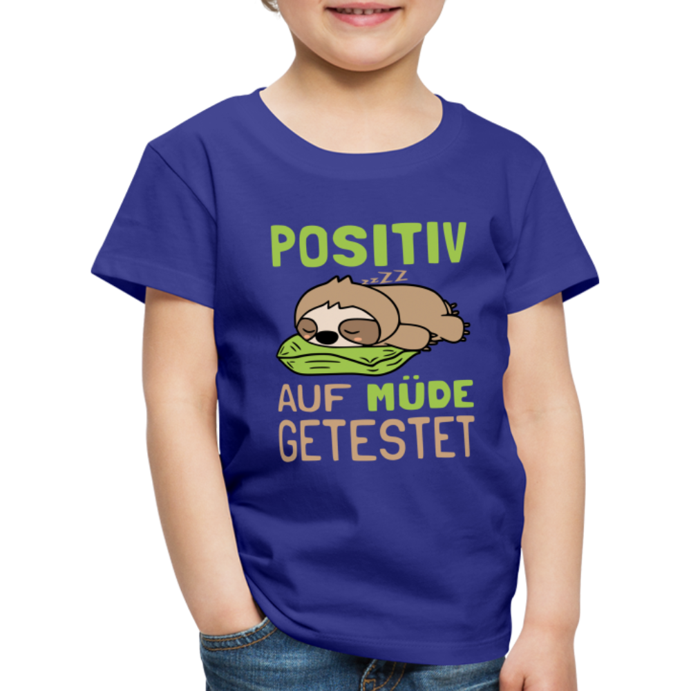 Faultier positiv auf Müde getestet Lustiges Geschenk Kinder Premium T-Shirt - Königsblau