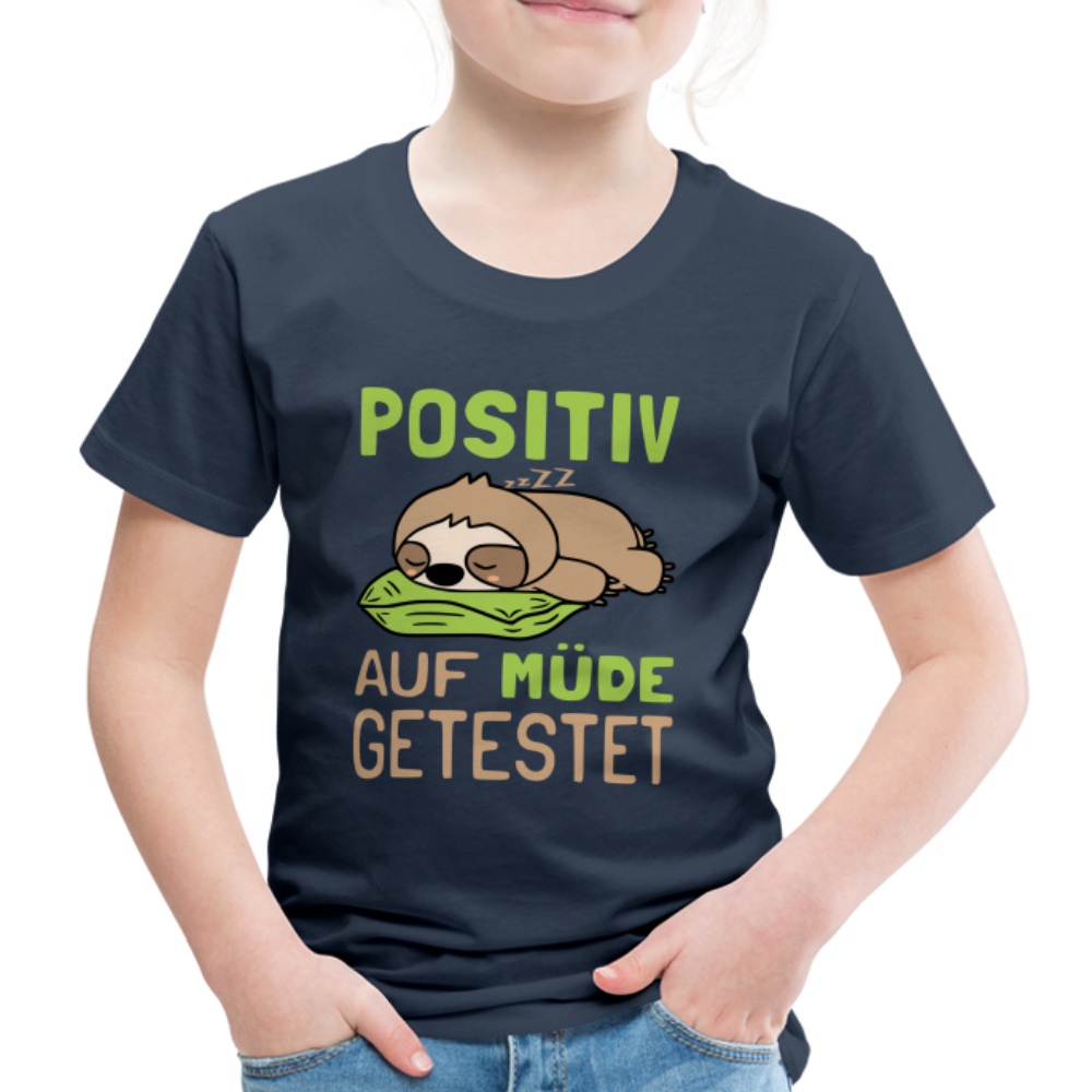 Faultier positiv auf Müde getestet Lustiges Geschenk Kinder Premium T-Shirt - Navy