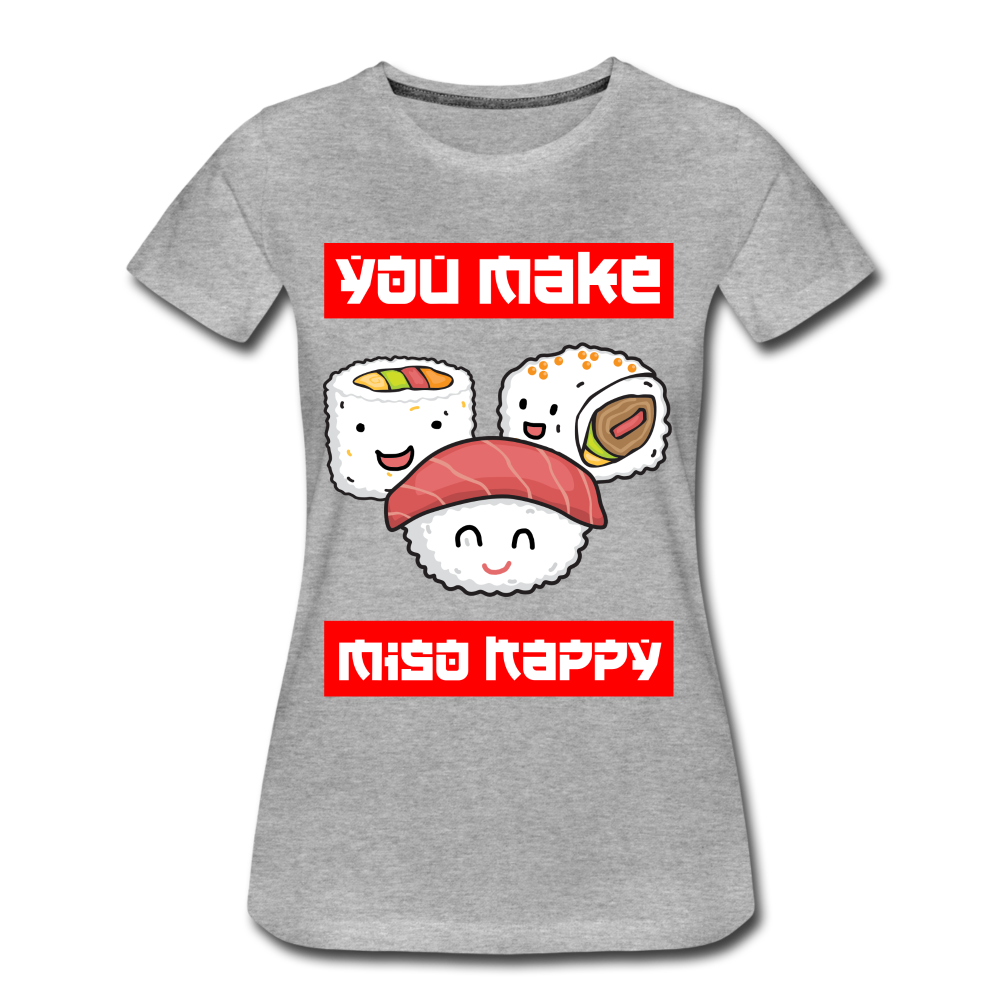 Sushi Kawaii You Make Miso Happy Lustiges Frauen Bio T-Shirt - Grau meliert