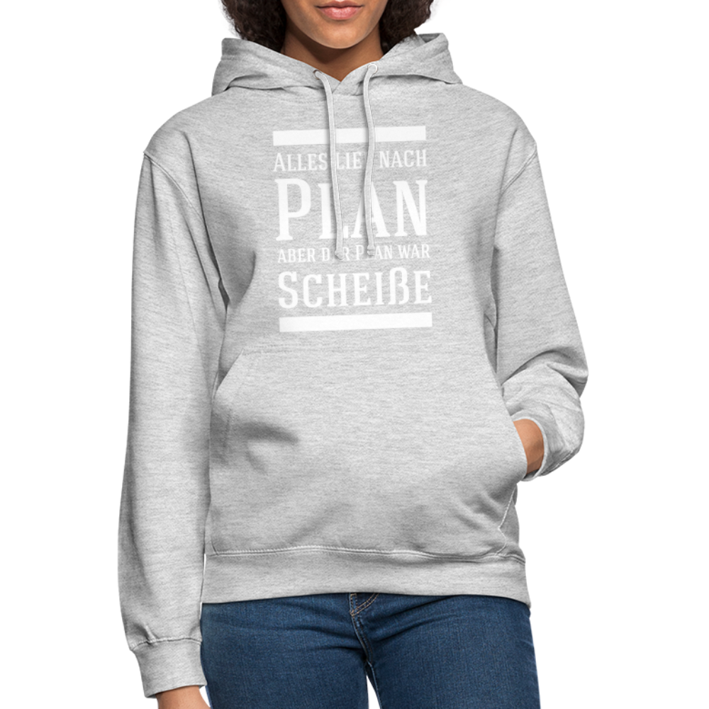 Alles lief nach Plan aber der Plan war Scheiße Lustiger Spruch Hoodie - Hellgrau meliert