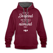 Bin ein Dorfkind - weiß wo Dich niemand findet - witziger Hoodie - Weinrot/Anthrazit