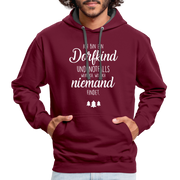Bin ein Dorfkind - weiß wo Dich niemand findet - witziger Hoodie - Weinrot/Anthrazit