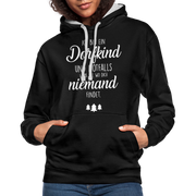 Bin ein Dorfkind - weiß wo Dich niemand findet - witziger Hoodie - Schwarz/Grau meliert