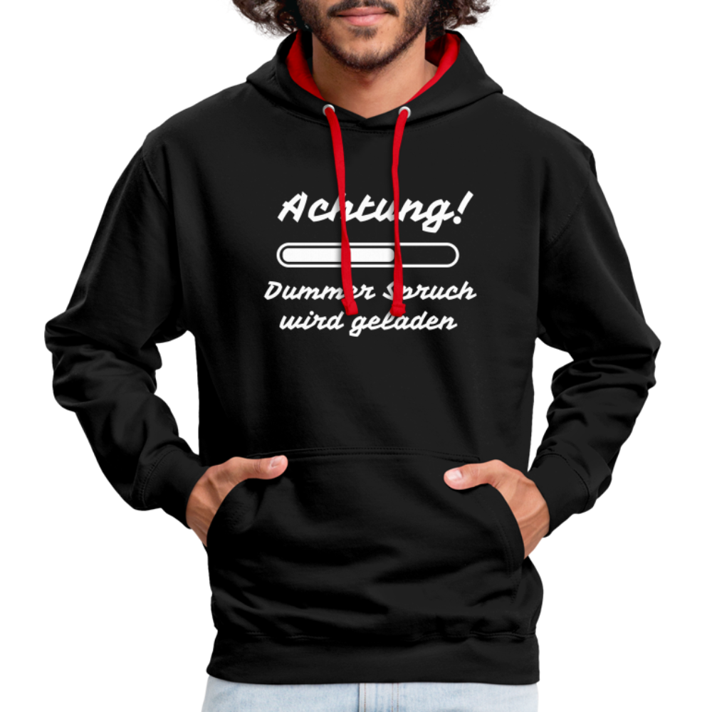 Achtung dummer Spruch wird geladen lustiger Hoodie - Schwarz/Rot