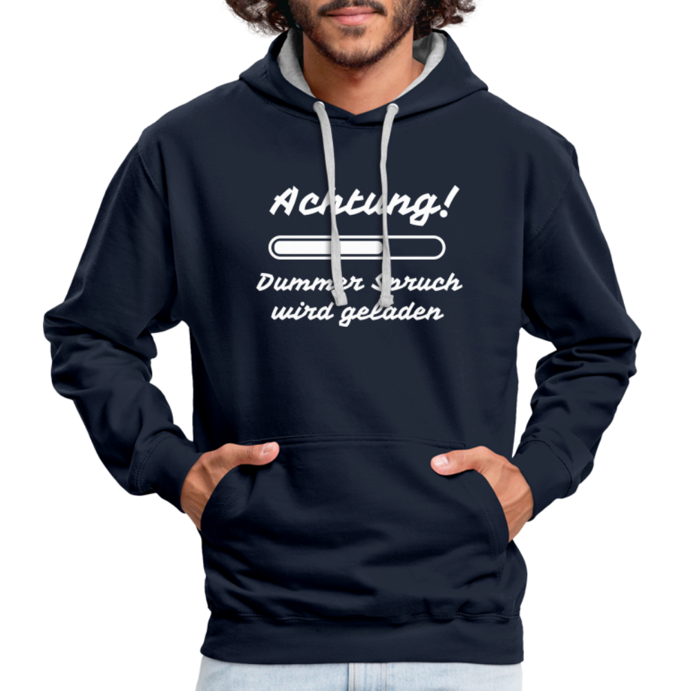 Achtung dummer Spruch wird geladen lustiger Hoodie - Navy/Grau meliert