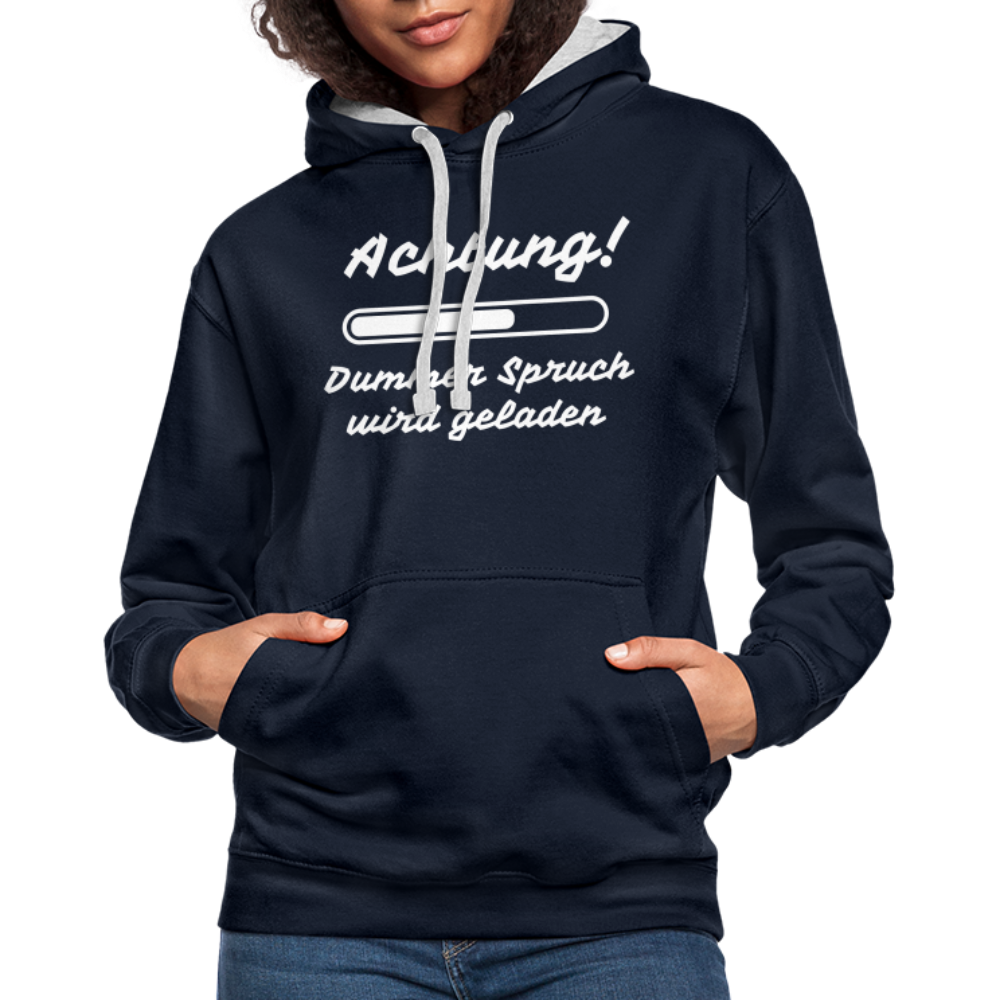 Achtung dummer Spruch wird geladen lustiger Hoodie - Navy/Grau meliert