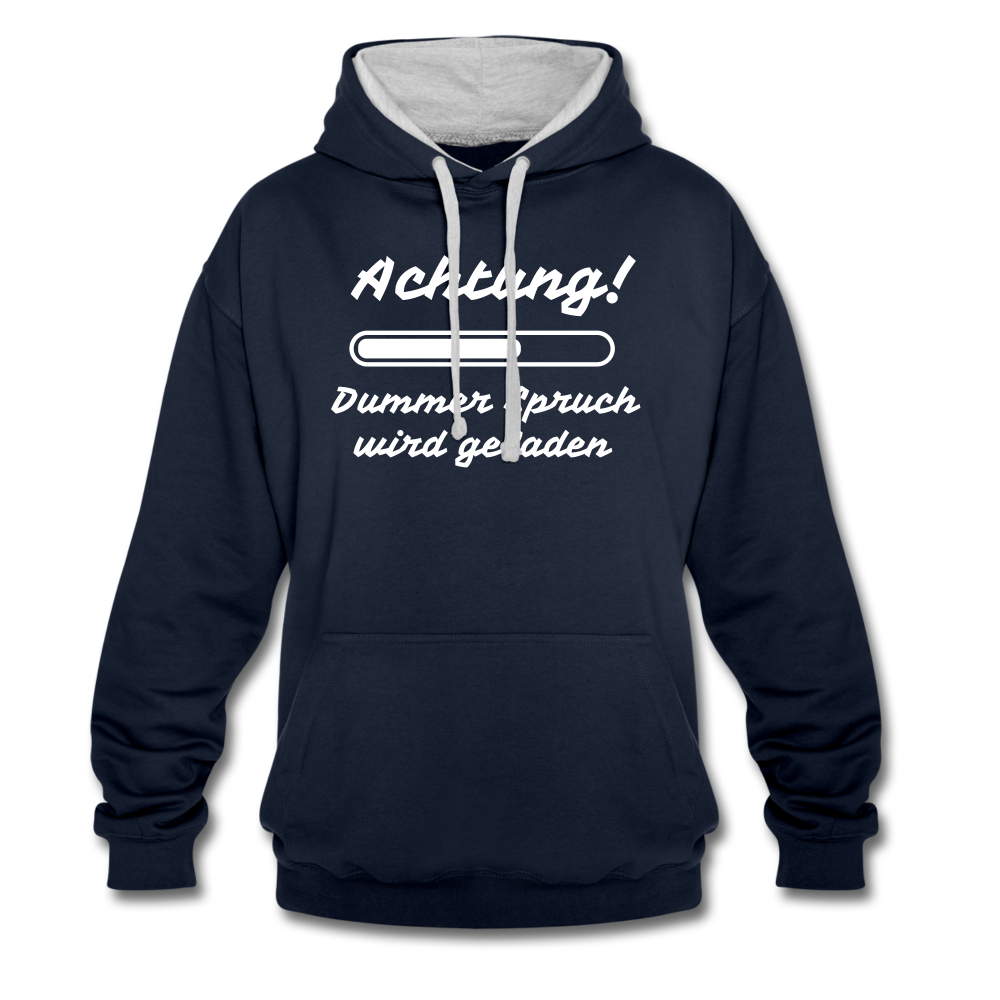 Achtung dummer Spruch wird geladen lustiger Hoodie - Navy/Grau meliert