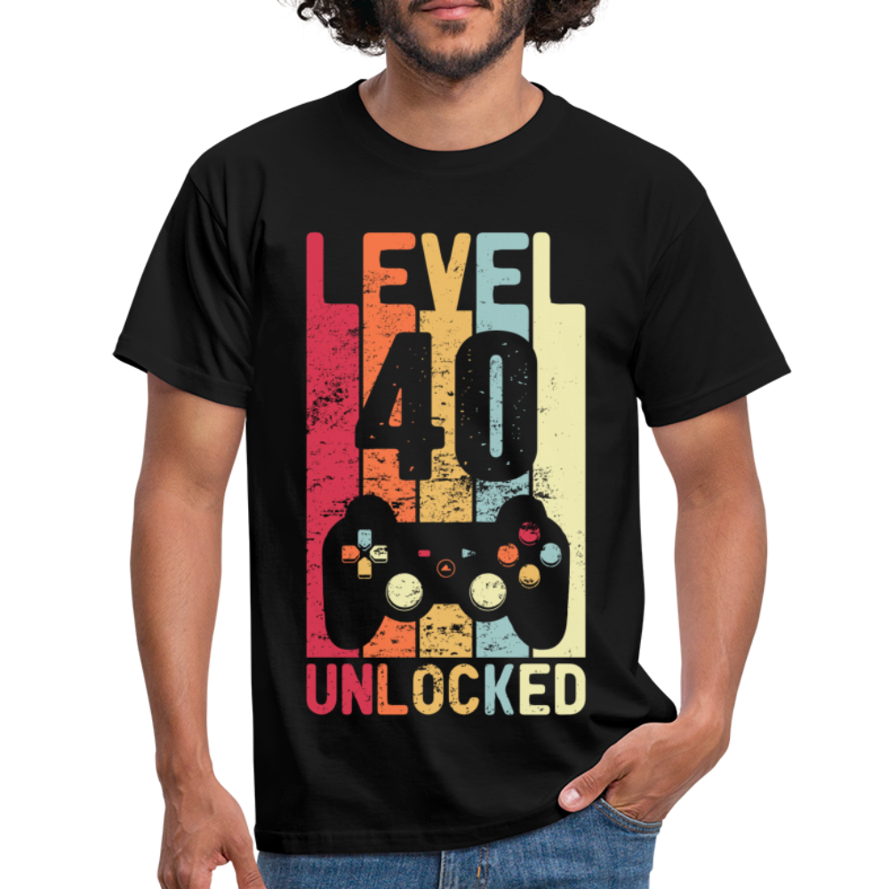 Gamer 40. Geburtstag Zocken Level 40 Unlocked Geschenk T-Shirt - black