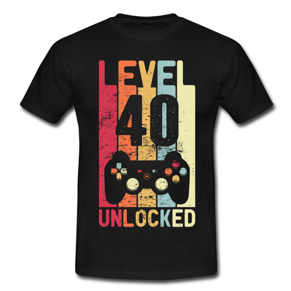 Gamer 40. Geburtstag Zocken Level 40 Unlocked Geschenk T-Shirt - black