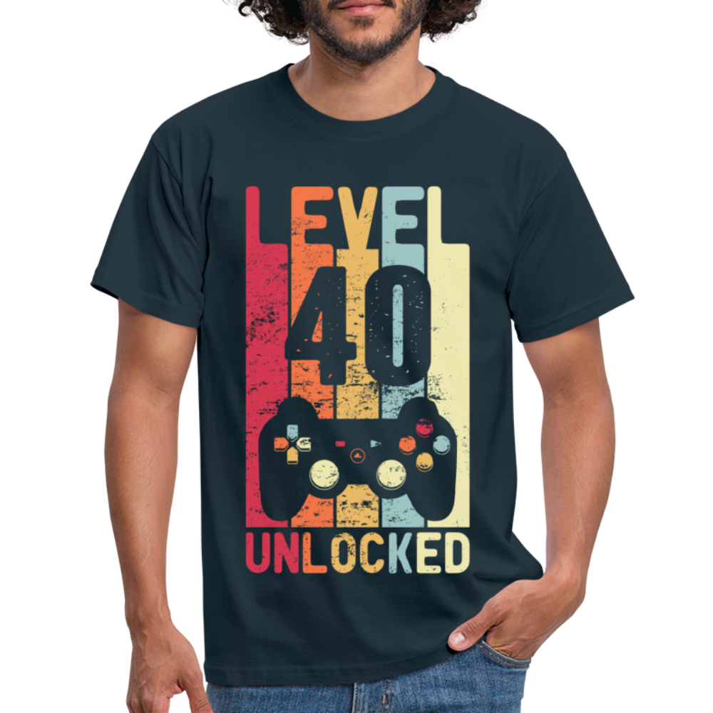 Gamer 40. Geburtstag Zocken Level 40 Unlocked Geschenk T-Shirt - navy