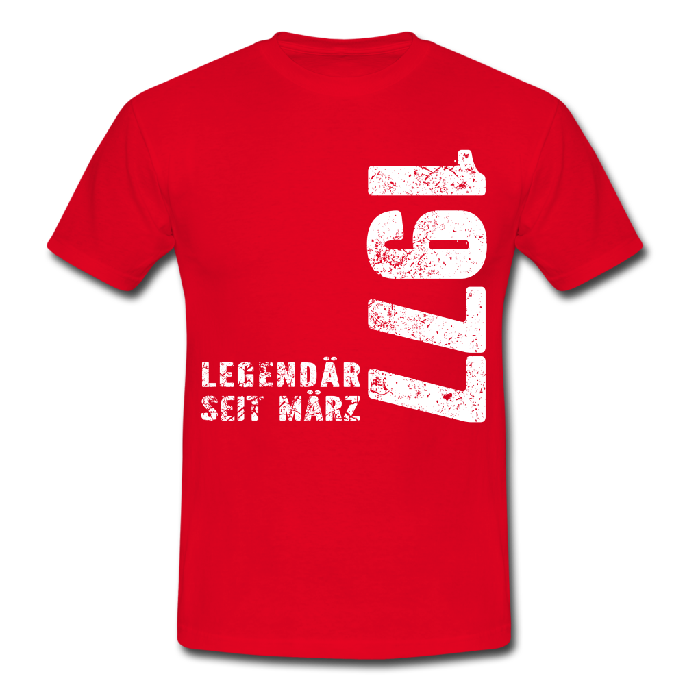 45. Geburtstag Legendär seit 1977 Geschenk Männer T-Shirt - red