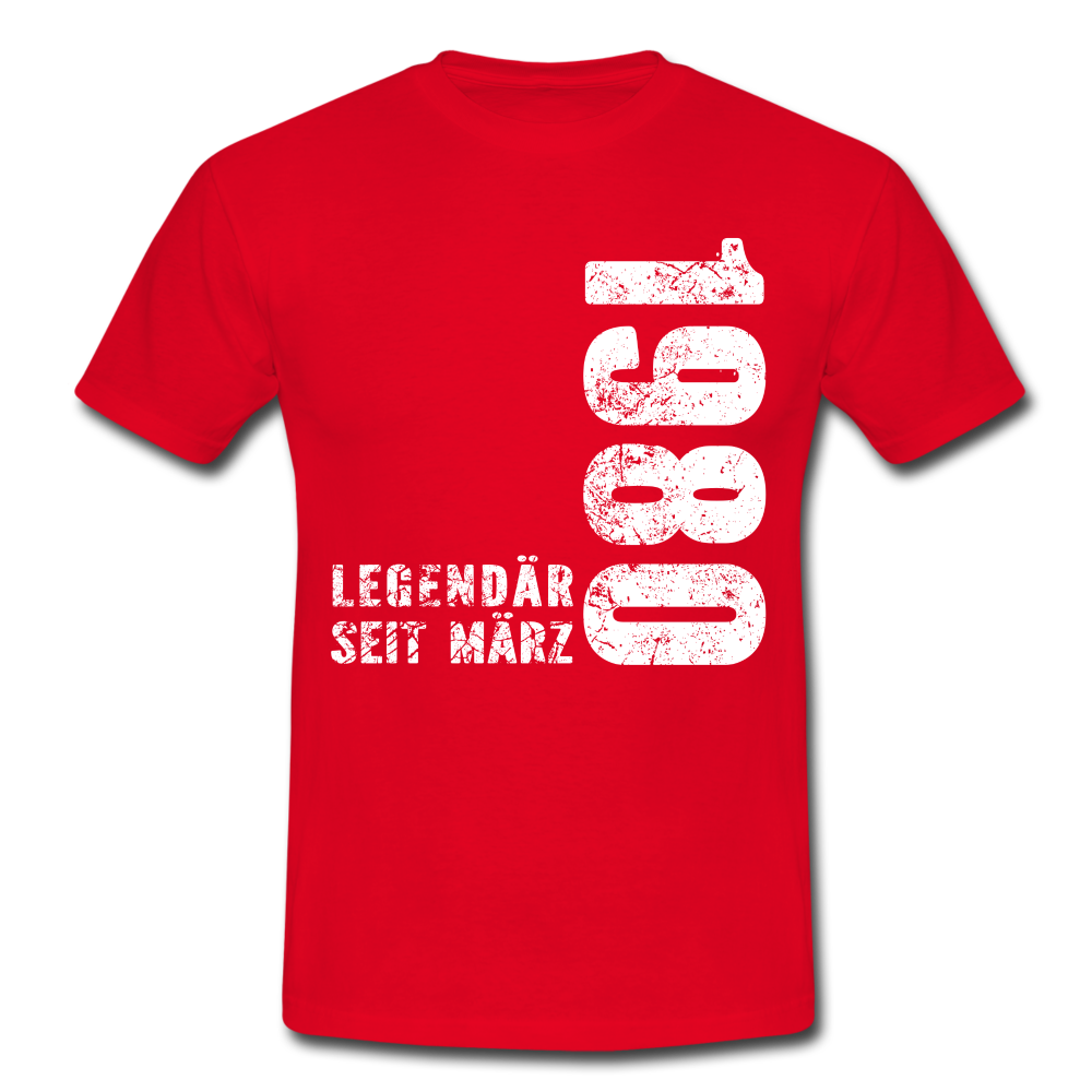 42. Geburtstag Legendär seit 1980 Geschenk Männer T-Shirt - red