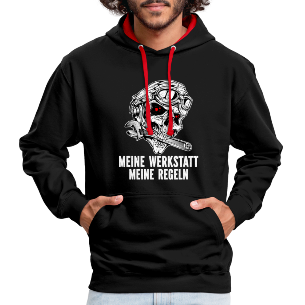 Mechaniker Mechatroniker Meine Werkstatt Meine Regeln Lustiger Hoodie Pullover - black/red