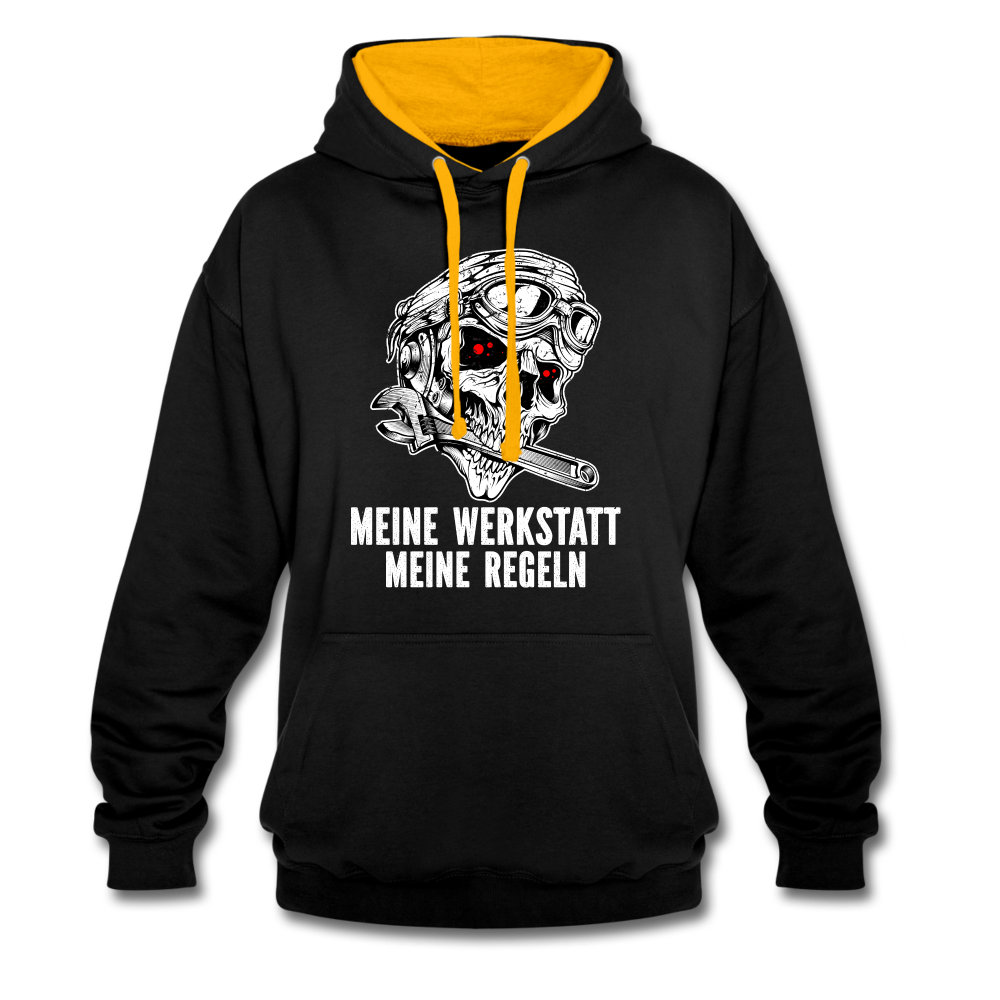 Mechaniker Mechatroniker Meine Werkstatt Meine Regeln Lustiger Hoodie Pullover - black/gold