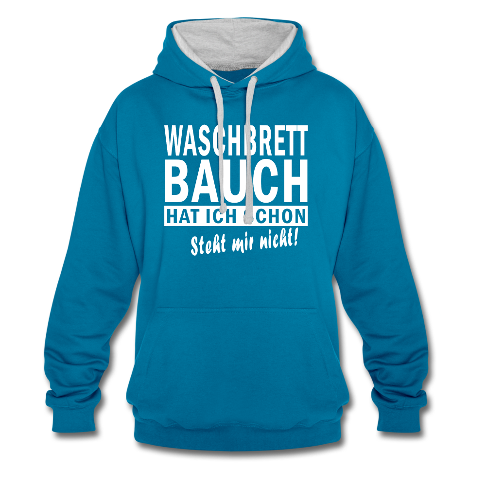 Sport Muffel Waschbrettbauch steht mir nicht Lustiger Spruch Hoodie - peacock blue/heather grey