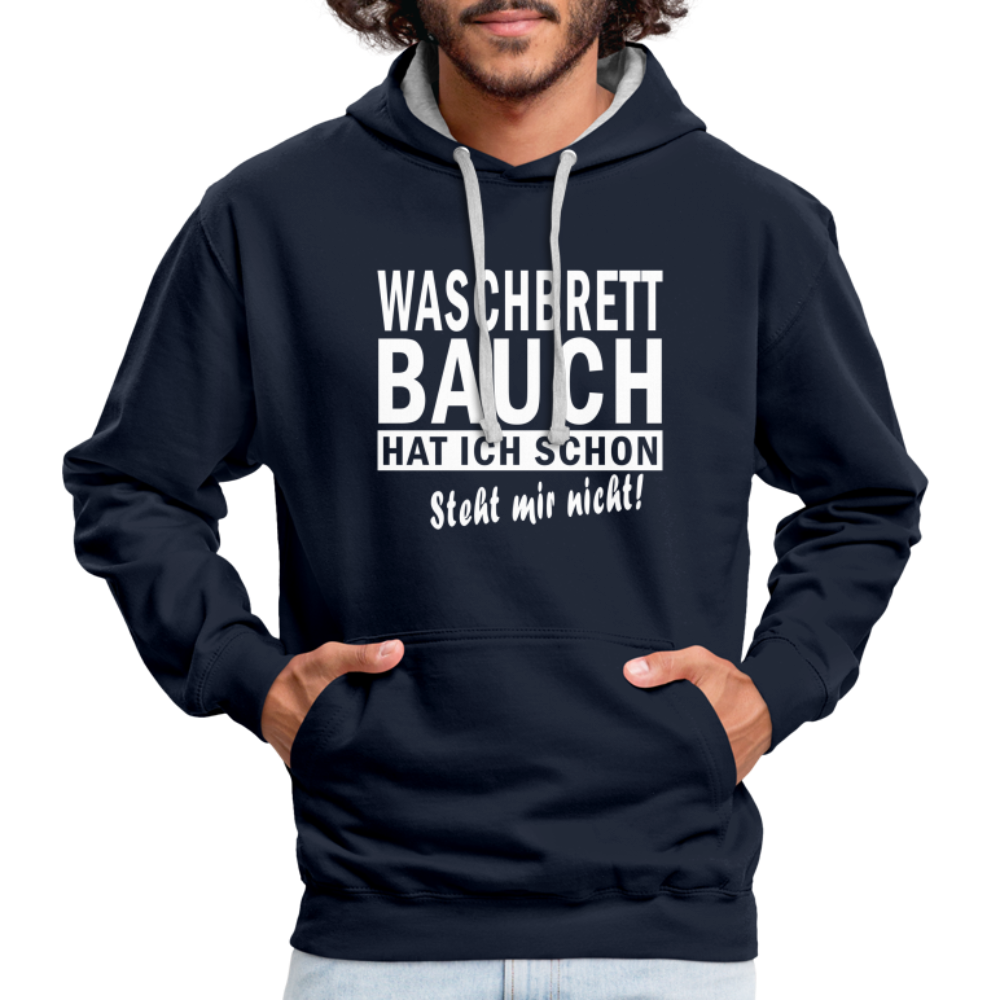 Sport Muffel Waschbrettbauch steht mir nicht Lustiger Spruch Hoodie - navy/heather grey