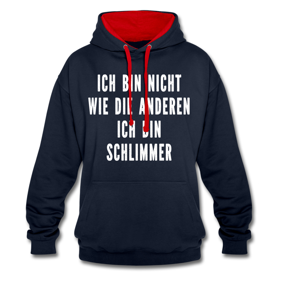 Bin nicht wie die anderen bin schlimmer lustiger witziger Hoodie - navy/red