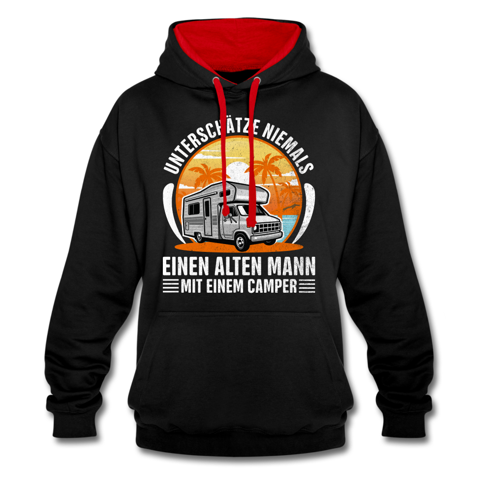 Alter Mann mit Camper Wohnmobil Womo Lustiges Hoodie - black/red