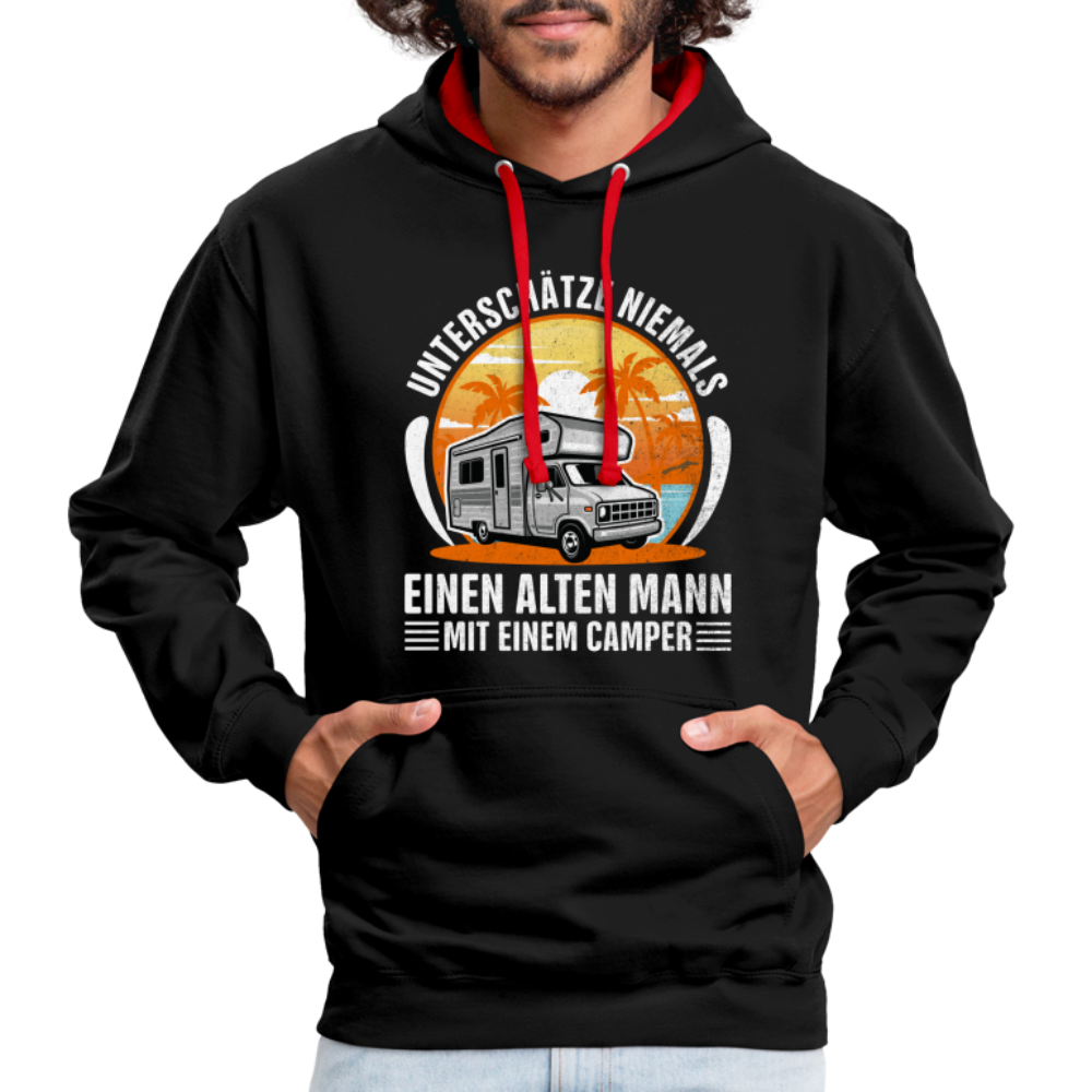 Alter Mann mit Camper Wohnmobil Womo Lustiges Hoodie - black/red