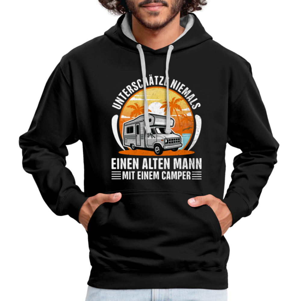 Alter Mann mit Camper Wohnmobil Womo Lustiges Hoodie - black/heather grey