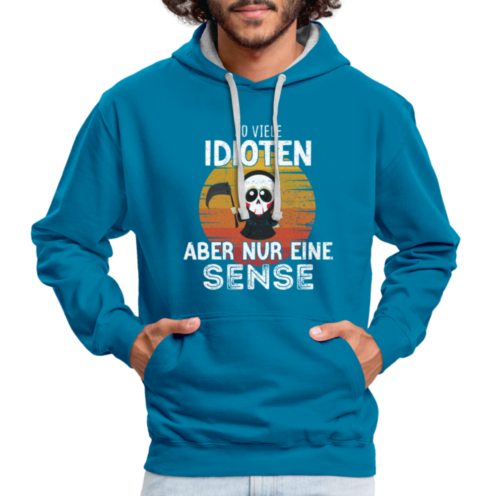 Sensenmann - So viele Idioten und nur eine Sense Sarkasmus Hoodie - peacock blue/heather grey