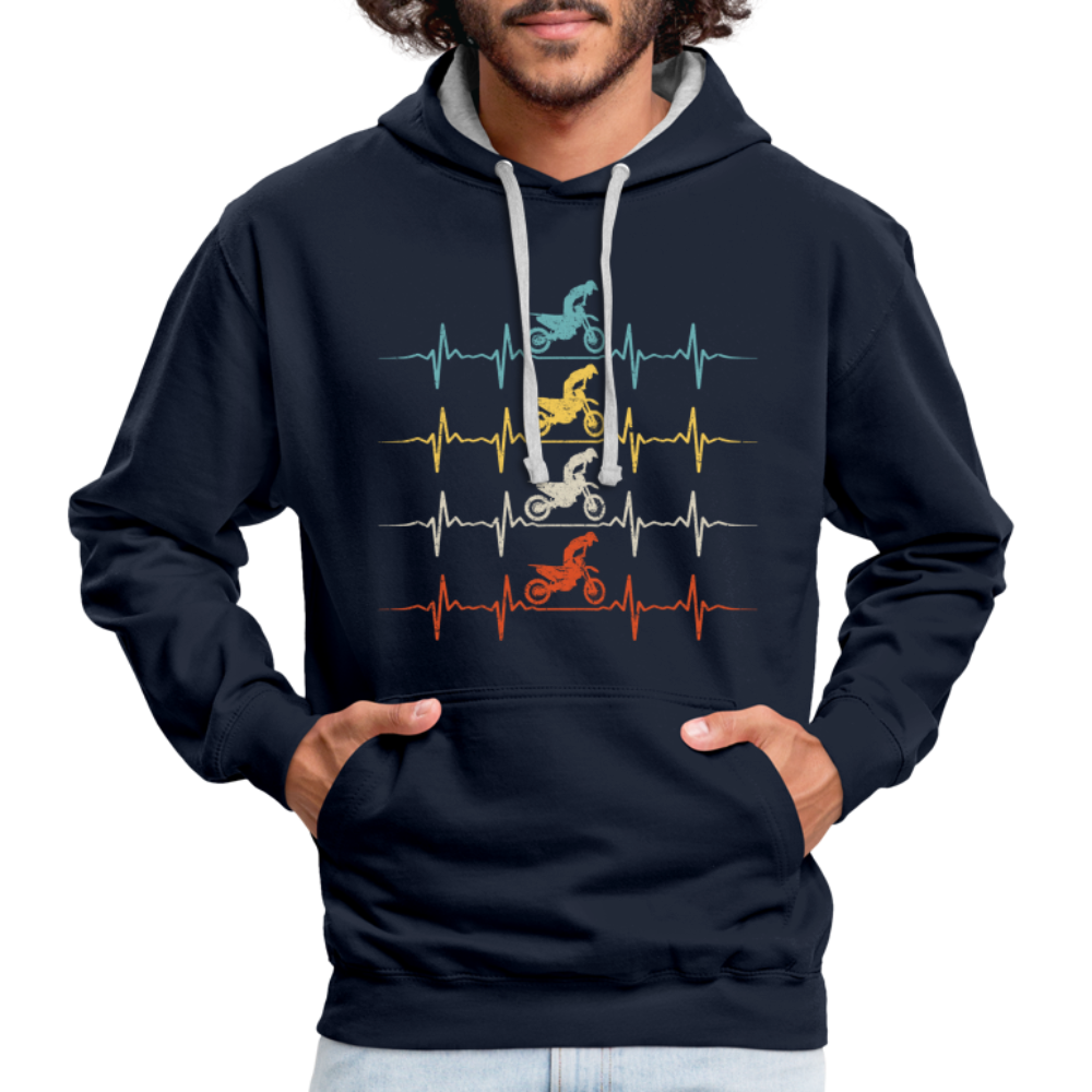 Dirt Bike Motorcross Biker Enduro Hoodie - navy/heather grey