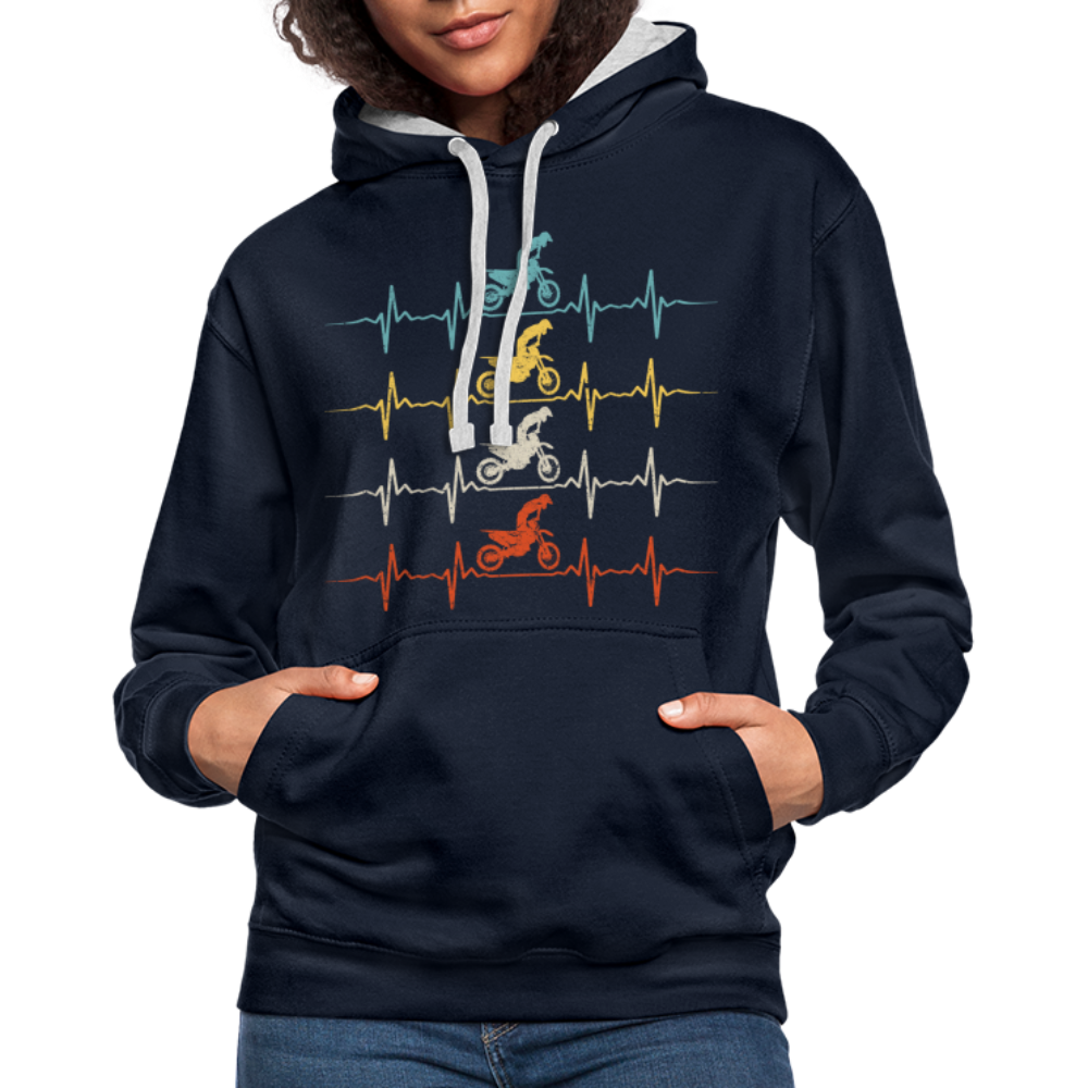 Dirt Bike Motorcross Biker Enduro Hoodie - navy/heather grey