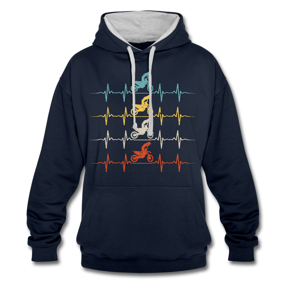 Dirt Bike Motorcross Biker Enduro Hoodie - navy/heather grey