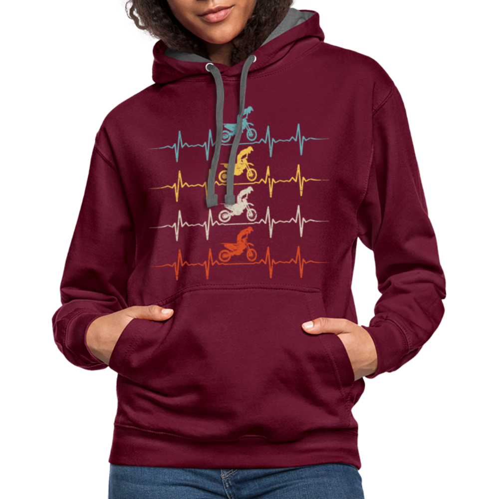 Dirt Bike Motorcross Biker Enduro Hoodie - burgundy/charcoal