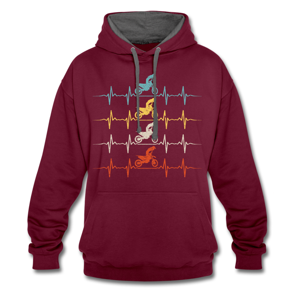 Dirt Bike Motorcross Biker Enduro Hoodie - burgundy/charcoal