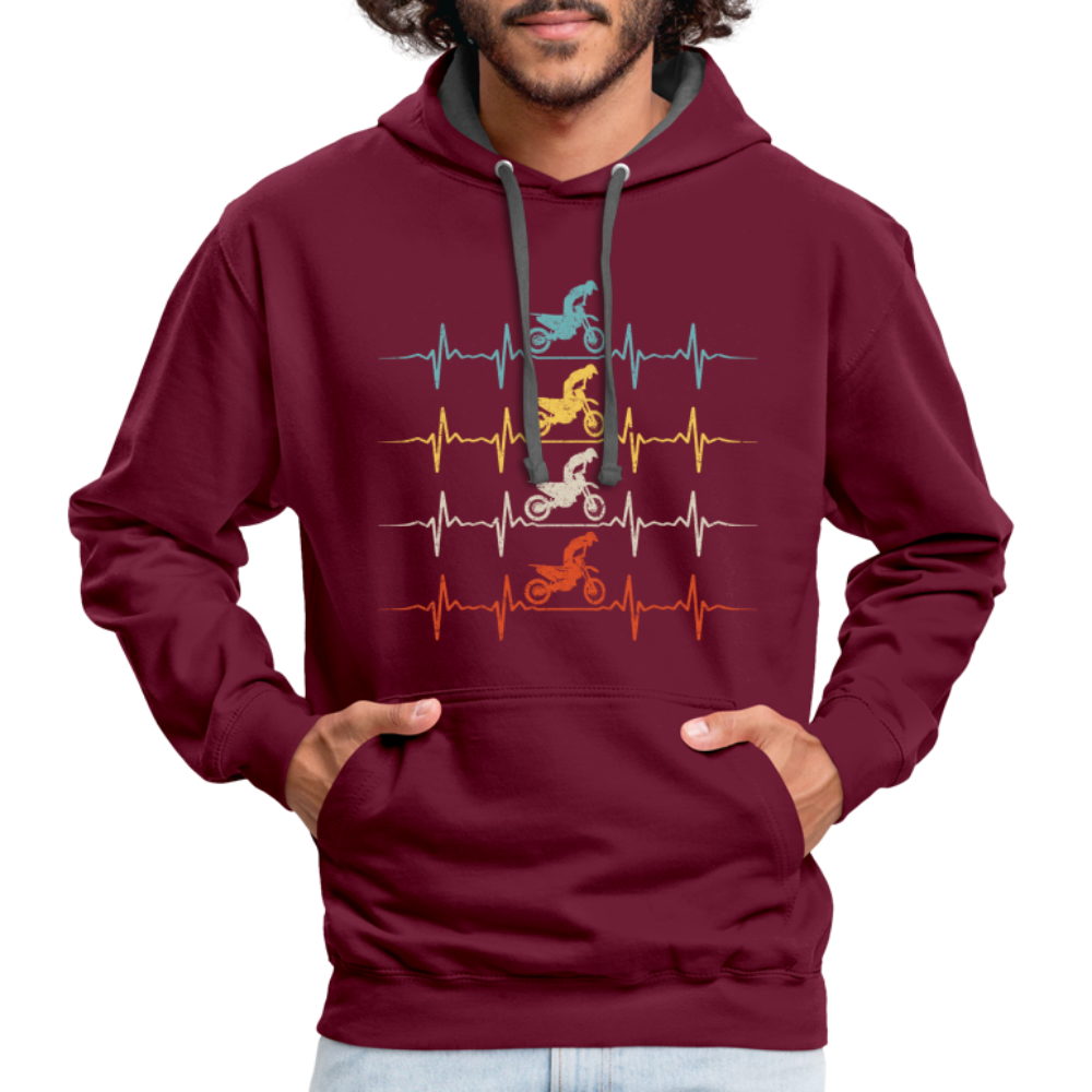 Dirt Bike Motorcross Biker Enduro Hoodie - burgundy/charcoal