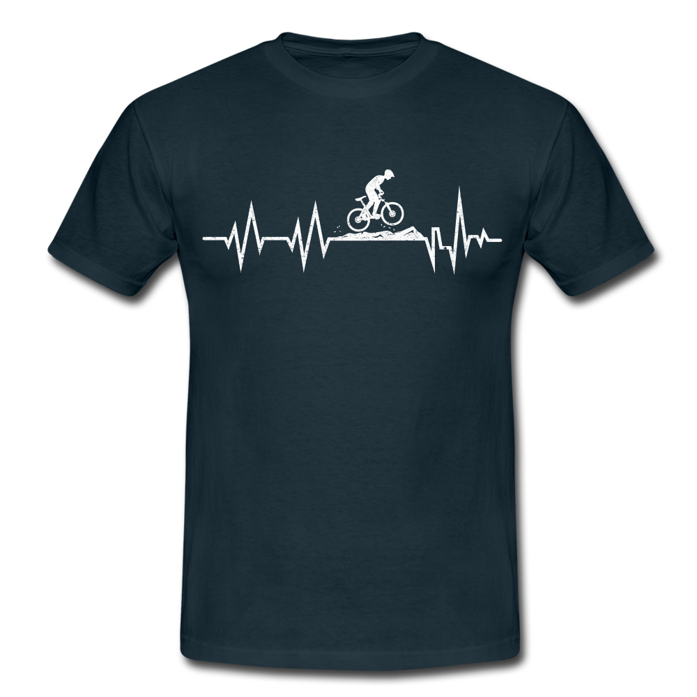 Mountain Bike Herzschlag Berge Fahrradfahrer T-Shirt - navy